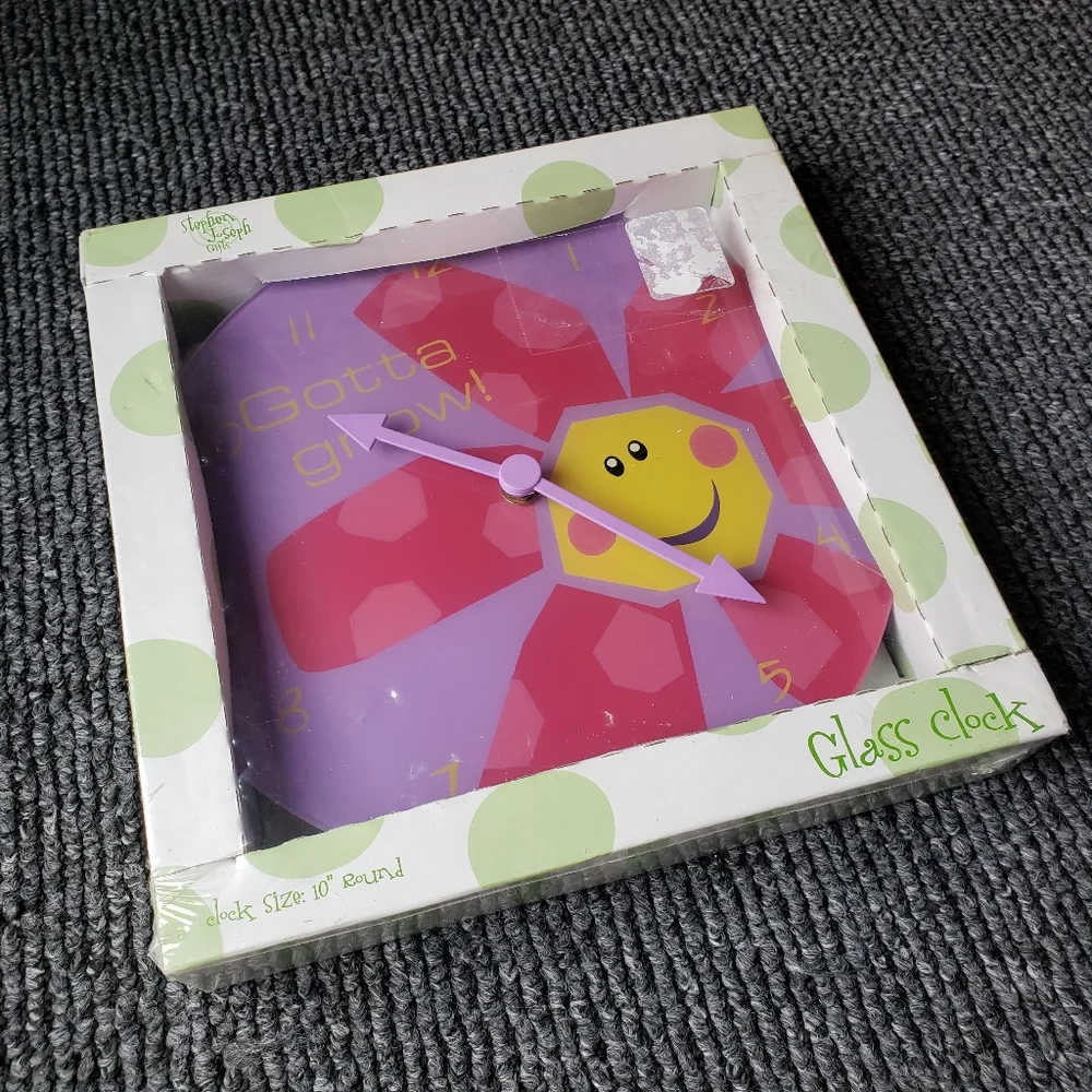 Flower Glass Wall Clock for kids or children by Stephen Joseph New!